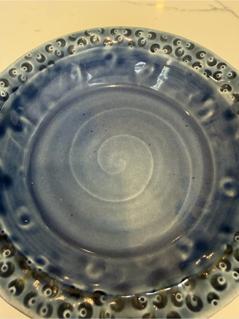 Blue Ceramic Dish with Decorative Rim - Picture 3 of 5